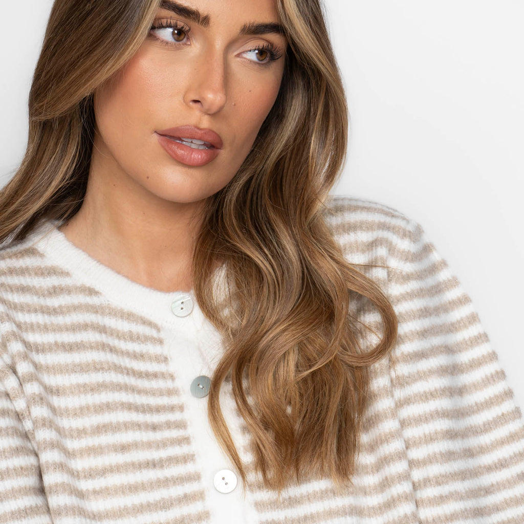 Kurzarm Stripes Strickcardigan