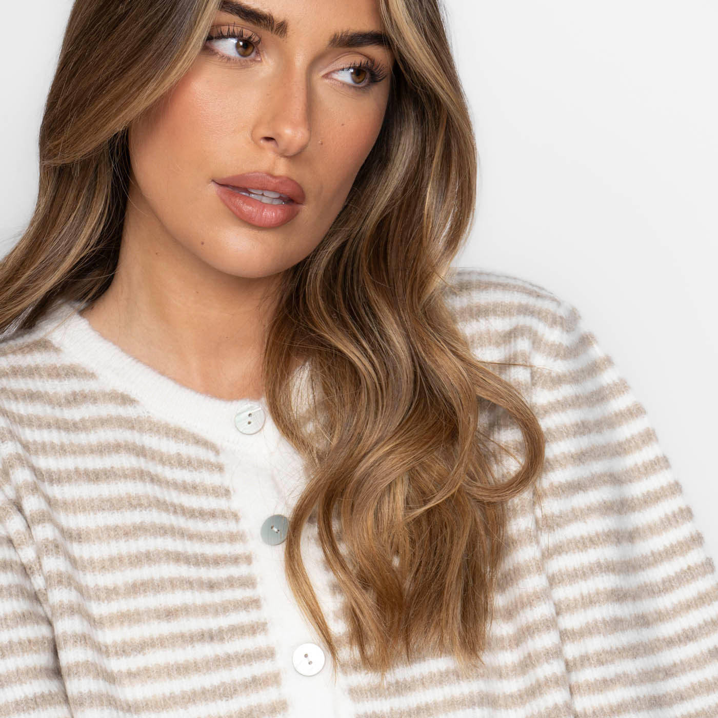 Kurzarm Stripes Strickcardigan