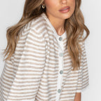 Kurzarm Stripes Strickcardigan