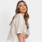 Kurzarm Stripes Strickcardigan