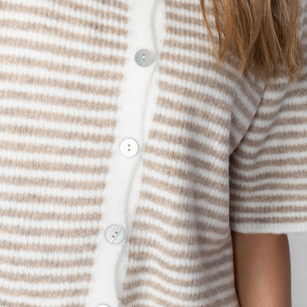 Kurzarm Stripes Strickcardigan