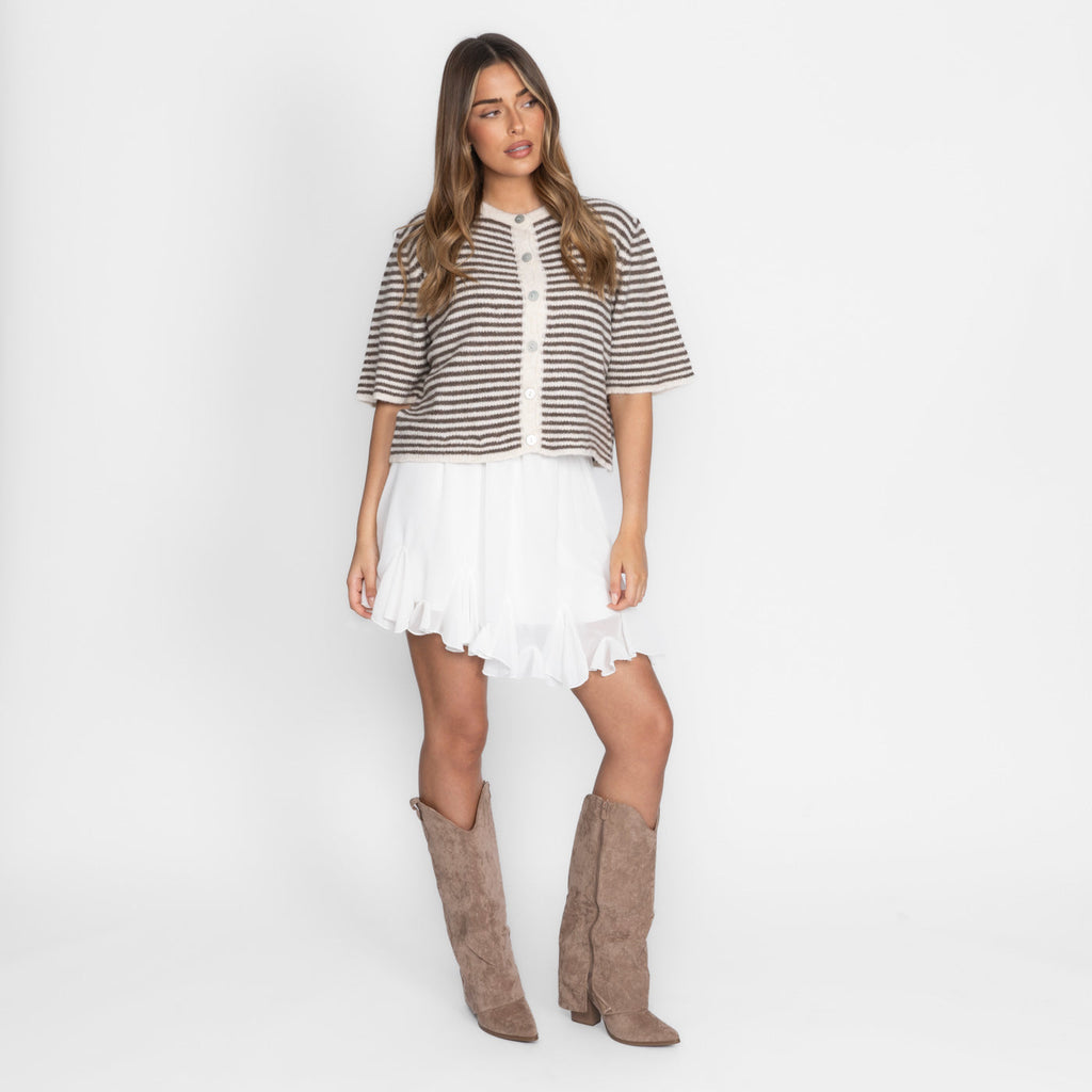 Kurzarm Stripes Strickcardigan
