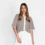 Kurzarm Stripes Strickcardigan