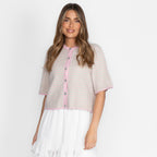 Kurzarm Stripes Strickcardigan