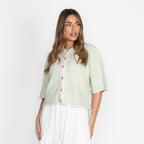 Kurzarm Stripes Strickcardigan