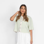 Kurzarm Stripes Strickcardigan