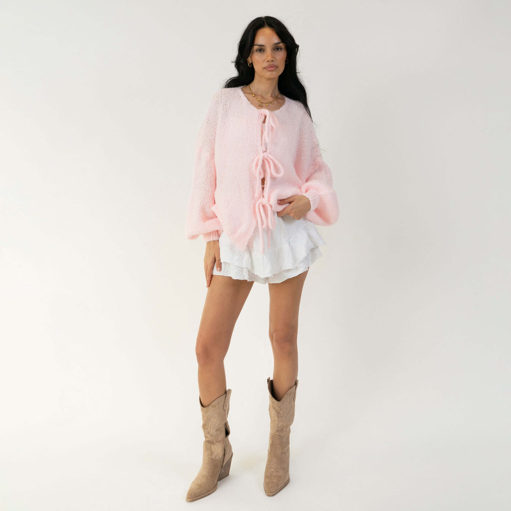 Oversized Cardigan mit Schleifen