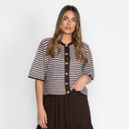 Kurzarm Stripes Strickcardigan