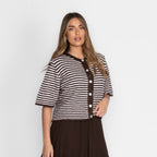 Kurzarm Stripes Strickcardigan