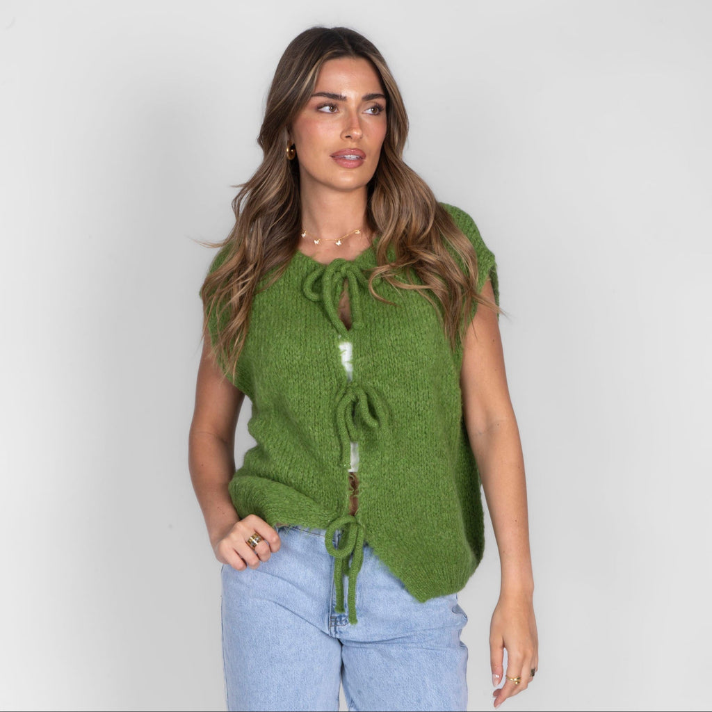 Strickweste mit Schleifen