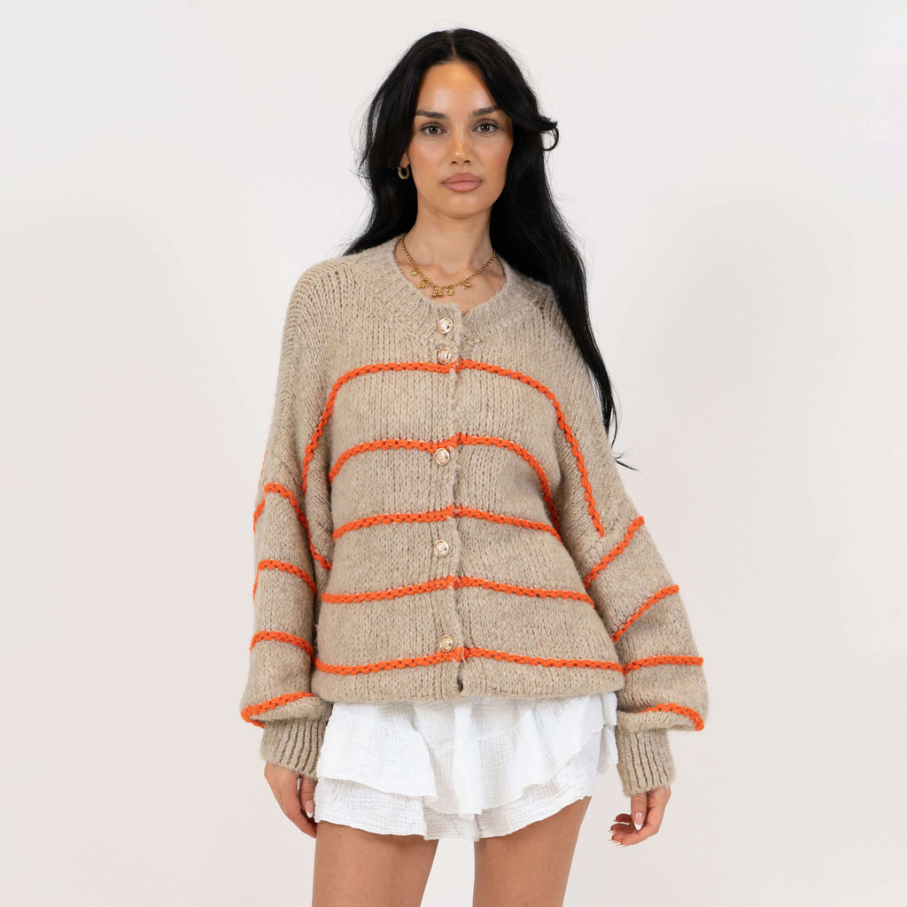 Oversized Cardigan Short Gestreift "CozyGlam"