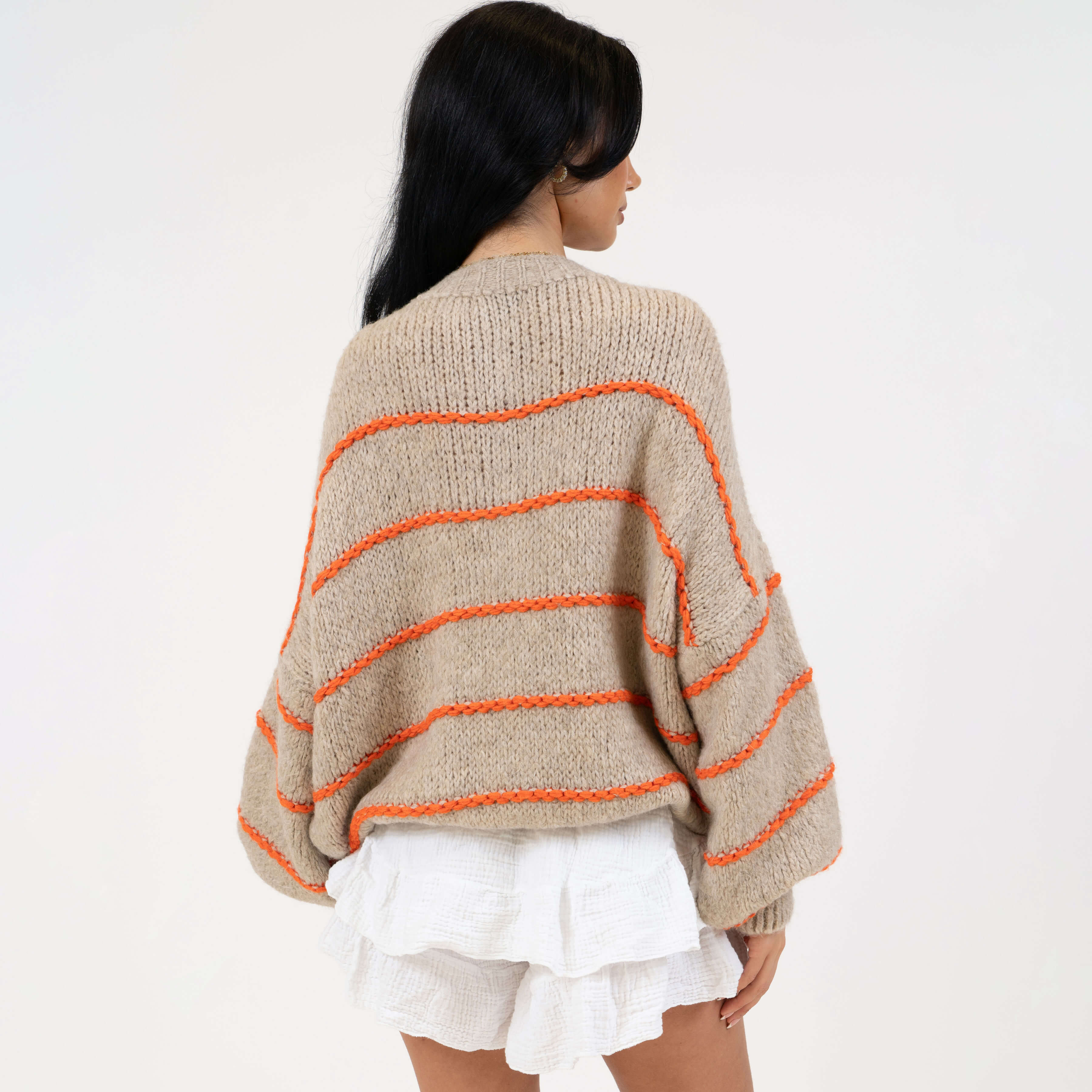 Oversized Cardigan Short Gestreift "CozyGlam"