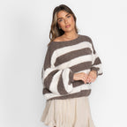 Casual Stripe Off-Shoulder Pullover