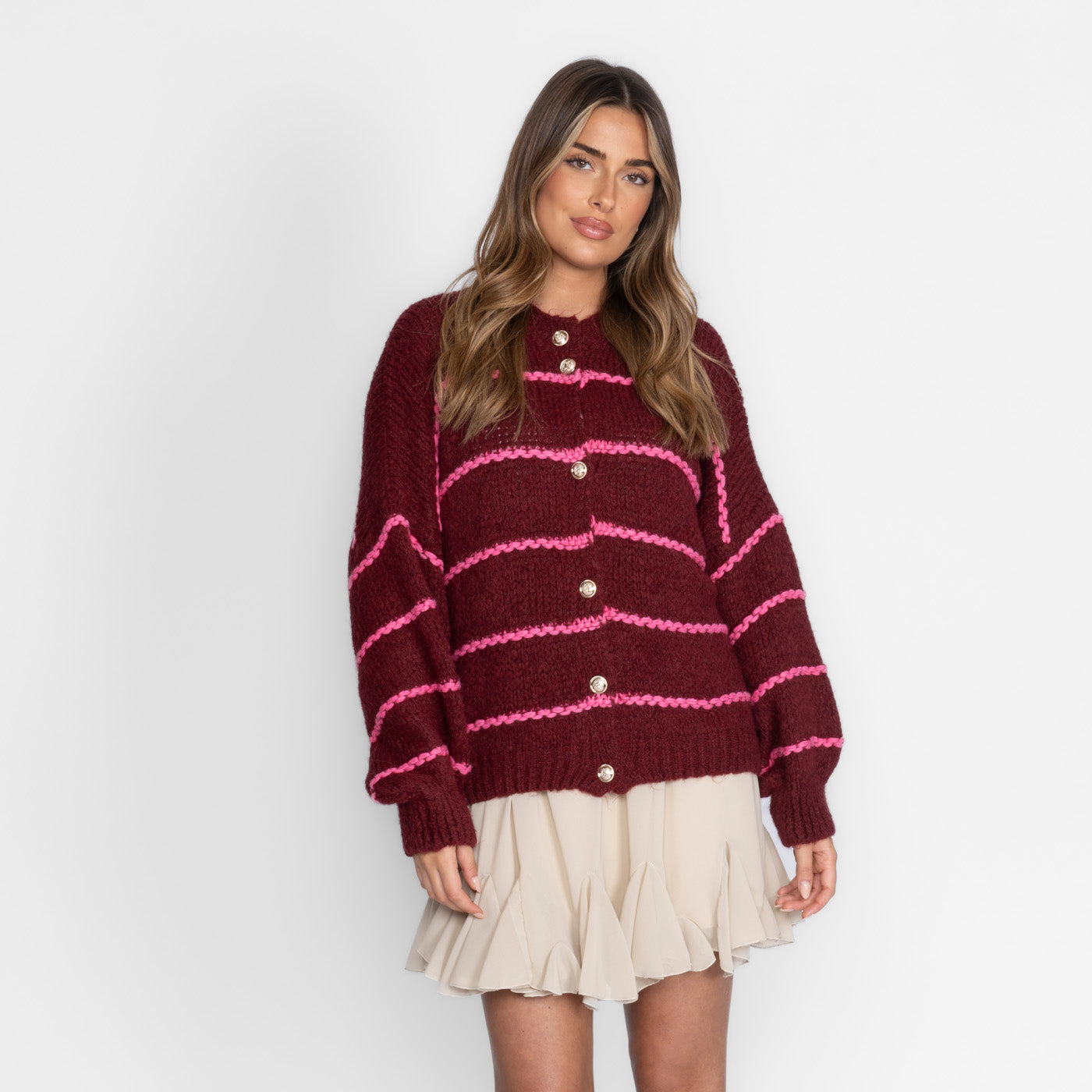Oversized Cardigan Short Gestreift "CozyGlam"