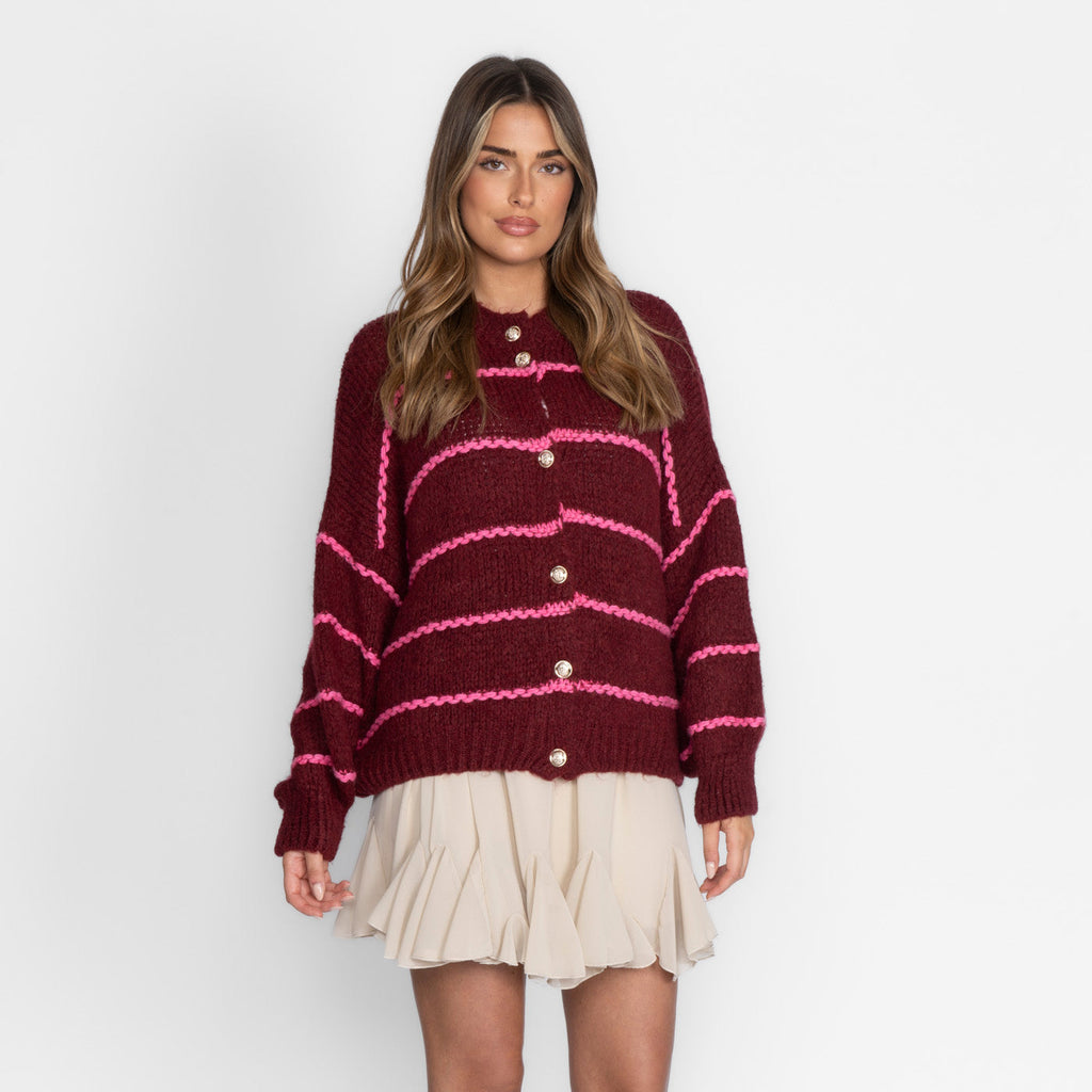 Oversized Cardigan Short Gestreift "CozyGlam"