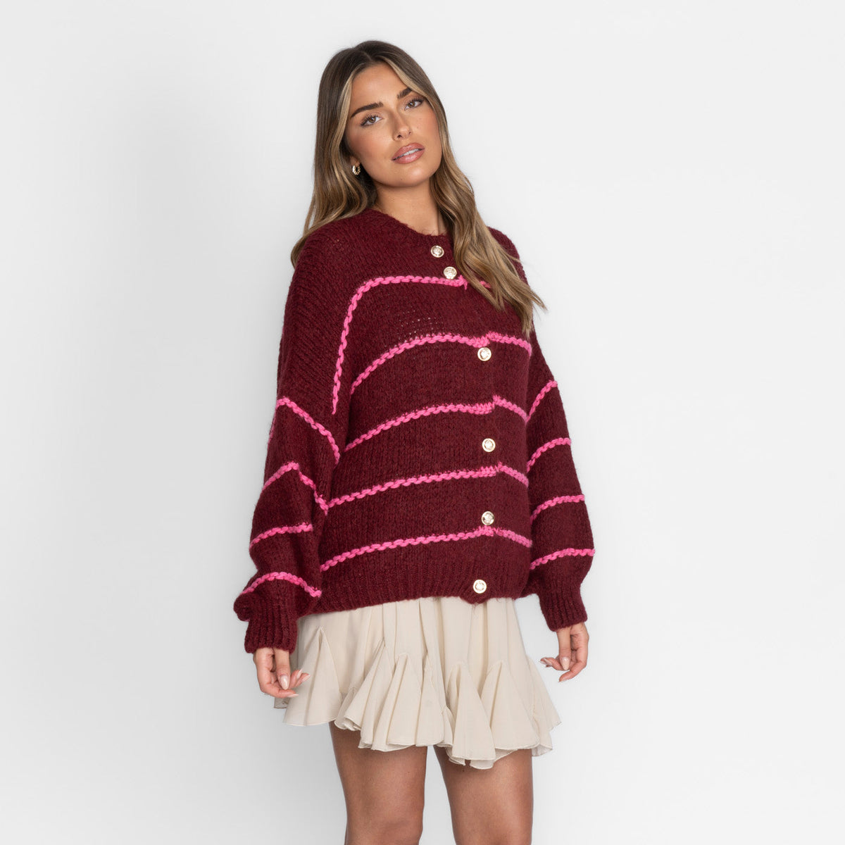 Oversized Cardigan Short Gestreift "CozyGlam"