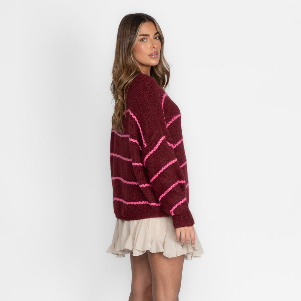 Oversized Cardigan Short Gestreift "CozyGlam"