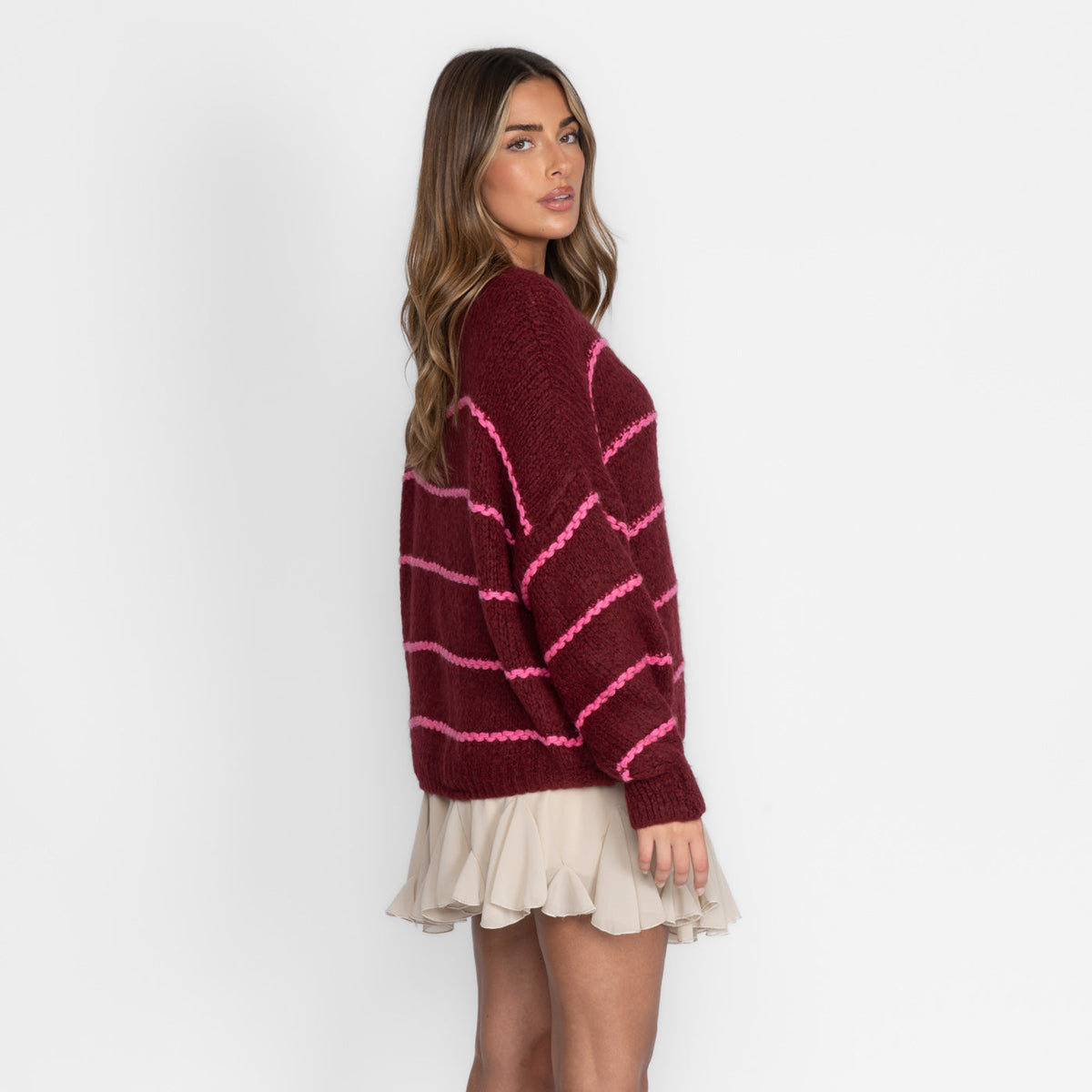Oversized Cardigan Short Gestreift "CozyGlam"