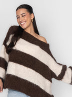 Ultra-Soft Off-Shoulder Stripe Knit
