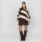 Ultra-Soft Off-Shoulder Stripe Knit