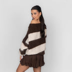 Ultra-Soft Off-Shoulder Stripe Knit