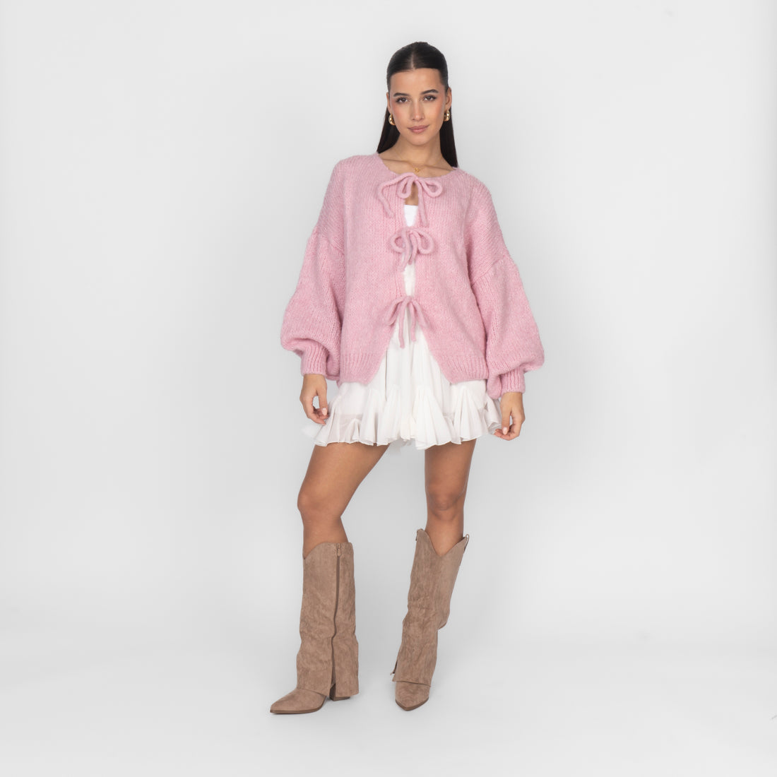 Oversized Cardigan mit Schleifen