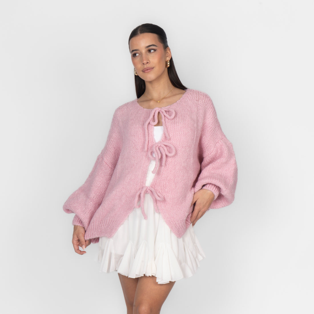 Oversized Cardigan mit Schleifen