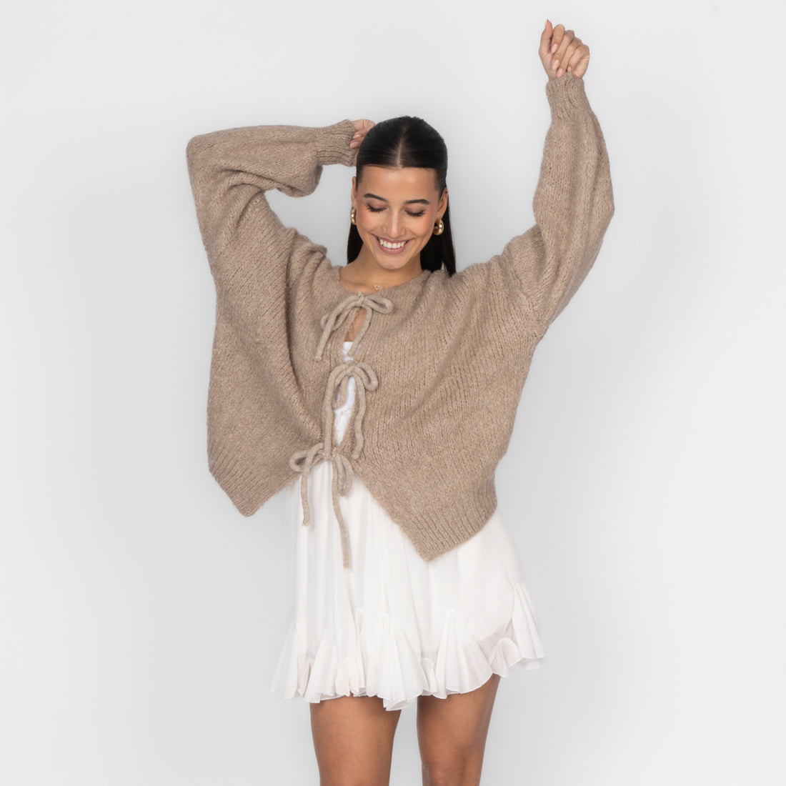 Oversized Cardigan mit Schleifen