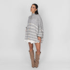 Oversized Cardigan „CozyGlam“ – Stripe Edition