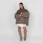 Oversized Cardigan „CozyGlam“ – Stripe Edition