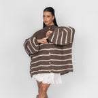 Oversized Cardigan „CozyGlam“ – Stripe Edition