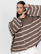 Oversized Cardigan „CozyGlam“ – Stripe Edition