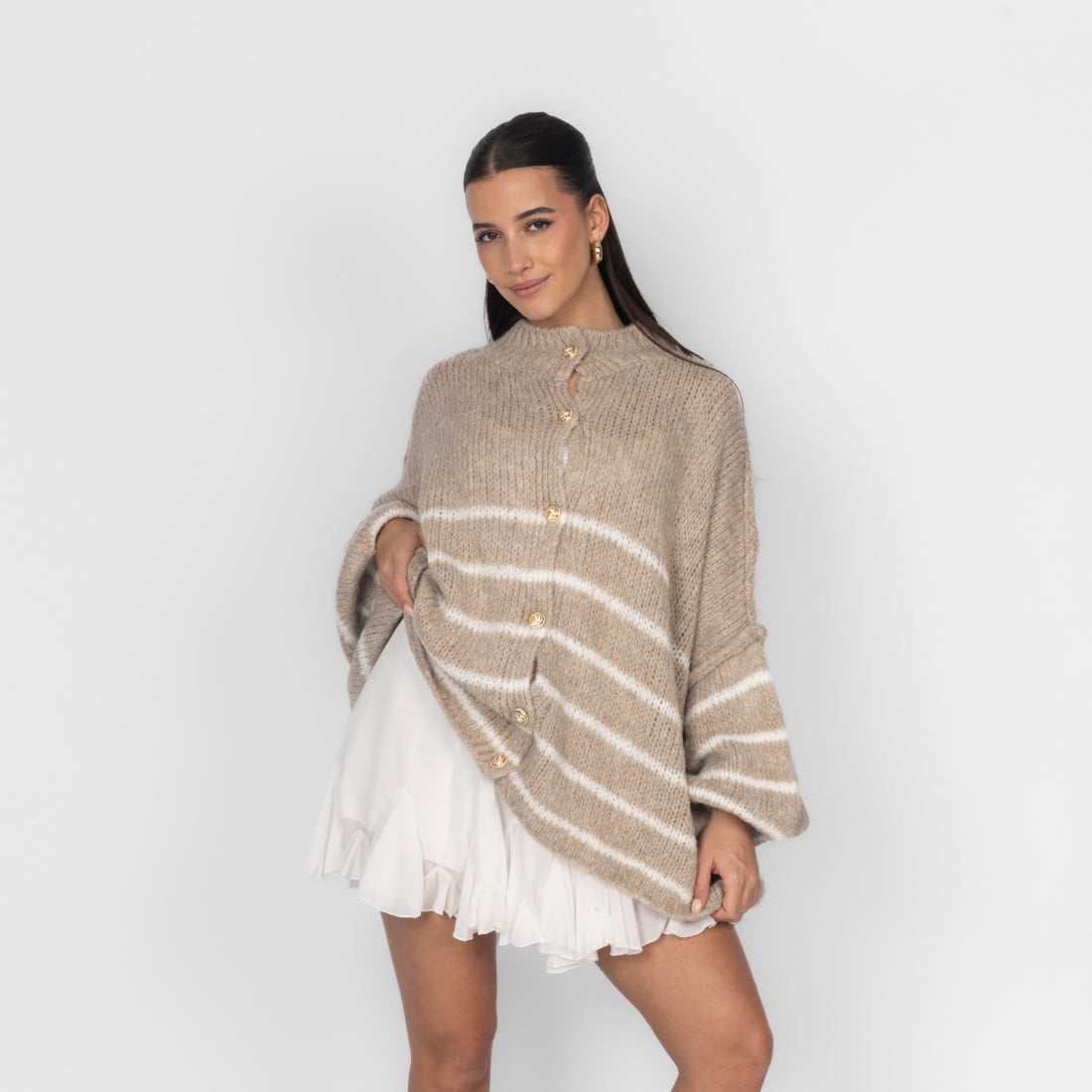 Oversized Cardigan „CozyGlam“ – Stripe Edition