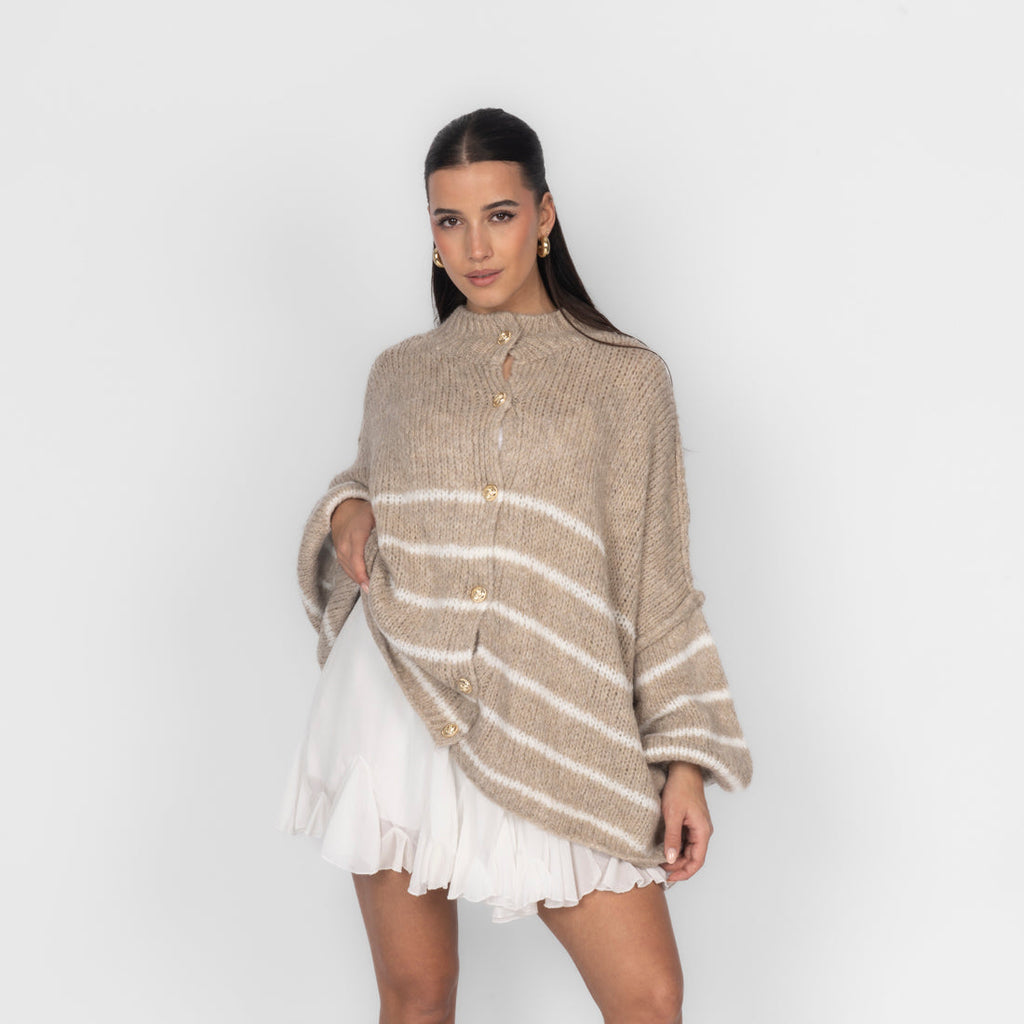 Oversized Cardigan „CozyGlam“ – Stripe Edition