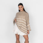Oversized Cardigan „CozyGlam“ – Stripe Edition