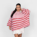 Oversized Cardigan „CozyGlam“ – Stripe Edition