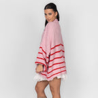 Oversized Cardigan „CozyGlam“ – Stripe Edition