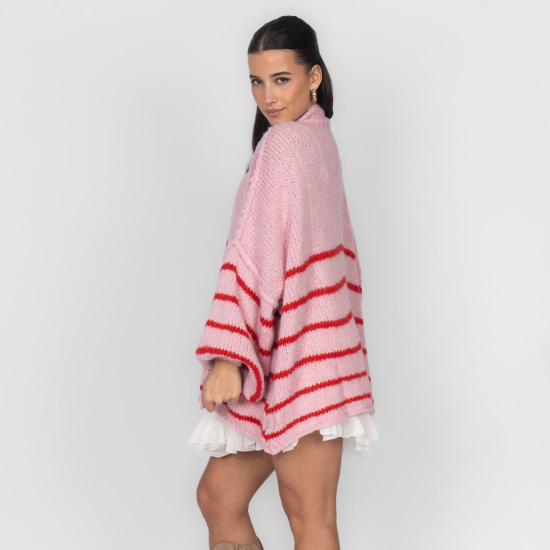Oversized Cardigan „CozyGlam“ – Stripe Edition