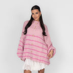 Oversized Cardigan „CozyGlam“ – Stripe Edition