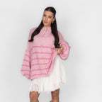Oversized Cardigan „CozyGlam“ – Stripe Edition