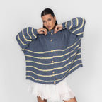 Oversized Cardigan „CozyGlam“ – Stripe Edition
