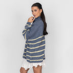 Oversized Cardigan „CozyGlam“ – Stripe Edition