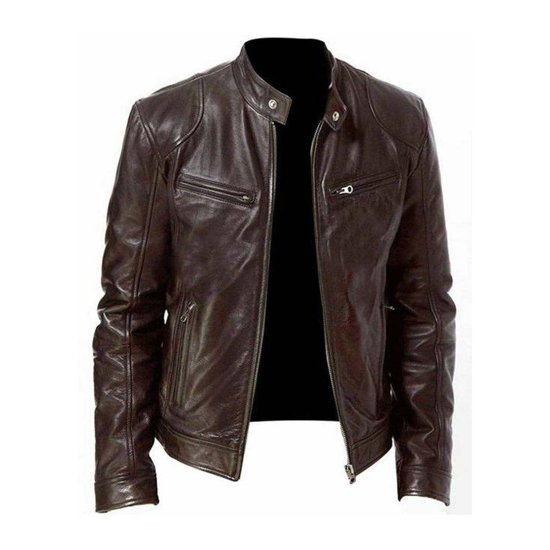 Herren-Lederjacke mit Stehkragen und Reißverschluss – zeitlos, robust und komfortabel