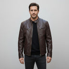 Herren-Lederjacke mit Stehkragen und Reißverschluss – zeitlos, robust und komfortabel