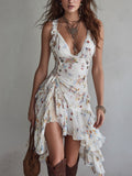 Claire | Robe Mini Retro mit Fleurs, Rollkragenpullover und V y Fines Bretelles