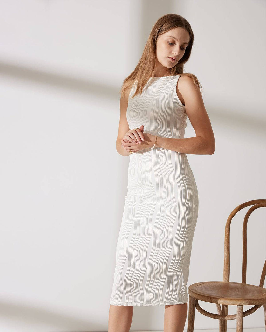 Camisole-Kleid mit Wasserwellen-Struktur
