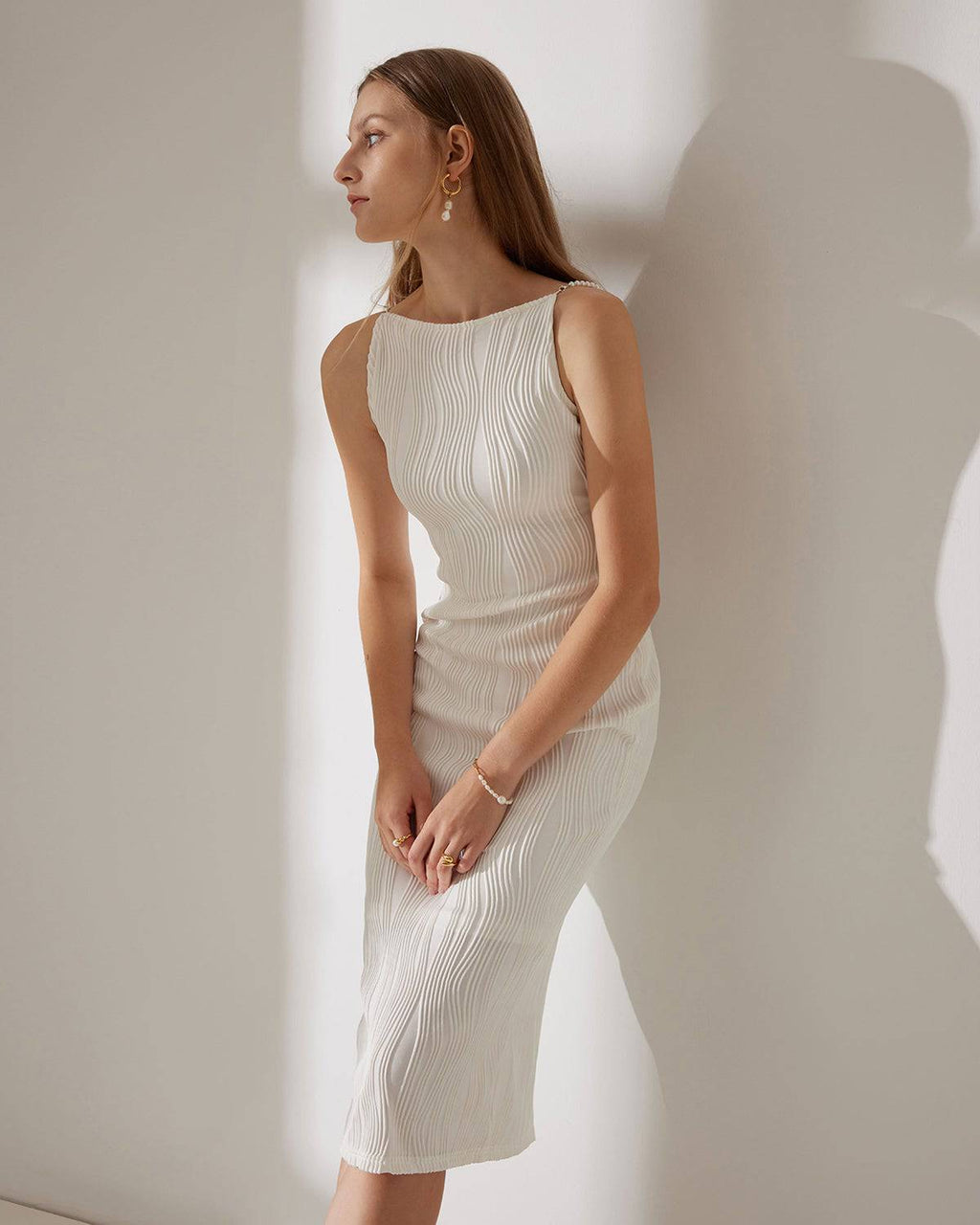 Camisole-Kleid mit Wasserwellen-Struktur