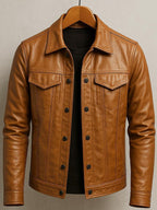 Herrenjacke aus PU-Leder mit Revers