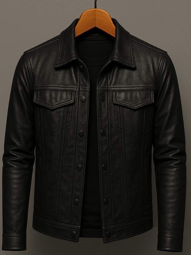 Herrenjacke aus PU-Leder mit Revers