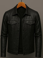 Herrenjacke aus PU-Leder mit Revers